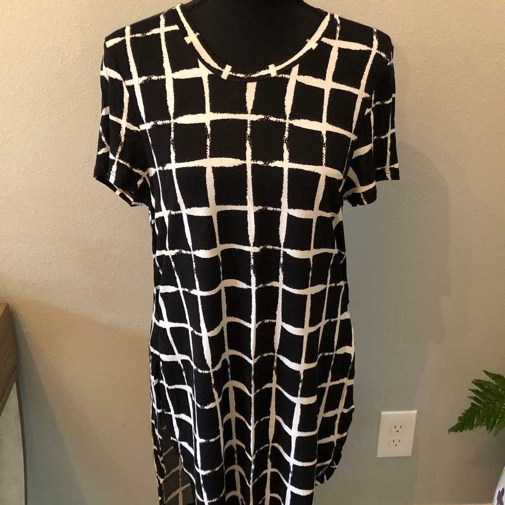 Cloth Hi-Lo Window Pane Print Tunic